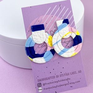 Abstract Textured Design Statement Stud Handmade Polymer Clay Earrings